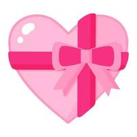 boîte de chocolats en forme de coeur avec un ruban. concept de mariage et de la Saint-Valentin. vecteur