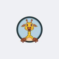 conception de personnage drôle de tête de girafe. parfait pour le logo, l'étiquette, le modèle et l'icône. vecteur