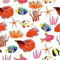 motif de poissons d'aquarium rouges et d'algues vecteur