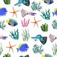 le motif des poissons de mer et du corail est sans couture vecteur