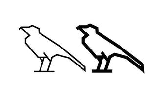 illustration vectorielle de corbeau art ligne isolée sur fond blanc. icône de contour minimal pour le concept de logo animal simple. vecteur