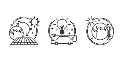 ensemble de collection des symboles de la question environnementale dans un pictogramme. pack d'illustrations simples linéaires. dessin vectoriel en contour minimaliste.