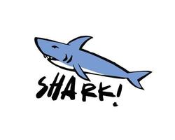 illustration vectorielle de requin dans un style cartoon simple. dessin doodle d'un prédateur marin pour logo, symbole, icône, etc. vecteur