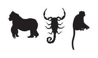 l'objet abstrait dans les styles scandinaves contemporains. illustrations vectorielles d'encre silhouette d'animaux vecteur