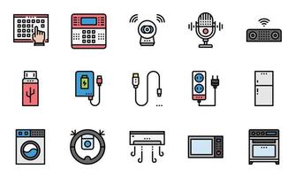 vecteur d'icônes d'appareils électroniques domestiques, ordinateur portable, téléphone, alarme antivol