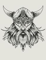 tête de viking monochrome illustration vectorielle vecteur