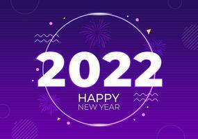 bonne année 2022 modèle illustration design plat avec rubans et confettis sur fond coloré pour affiche, brochure ou bannière vecteur