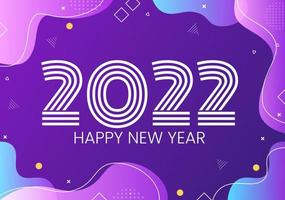 bonne année 2022 modèle illustration design plat avec rubans et confettis sur fond coloré pour affiche, brochure ou bannière vecteur