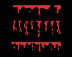 l'illustration de sang rouge dégoulinant sur le noir. ensemble de graphiques vectoriels de sang pour la décoration de thème horrible d'halloween. vecteur