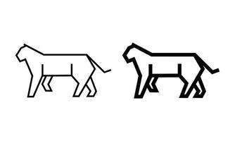 jaguar line art vector illustration isolé sur fond blanc. icône de contour minimal pour le concept de logo animal simple.
