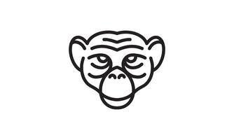 icône de ligne de vecteur de chimpanzé, dessin au trait de vecteur de tête d'animal, illustration d'animal isolé pour le logo desain