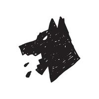 le gribouillage abstrait générant une silhouette d'un chien de tête qui aboie. une illustration simple qui peut être utilisée comme élément de logo.