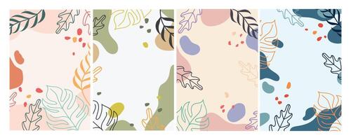 ensemble de fond floral avec un espace au milieu pour l'espace de copie. illustration de fond de cadre pour invitation ou carte de voeux, citations, médias sociaux, etc. vecteur