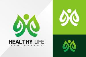 Lettre h vie des gens en bonne santé logo design modèle d'illustration vectorielle vecteur