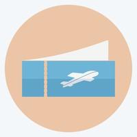 billets d'avion icône - style plat - illustration simple, trait modifiable vecteur