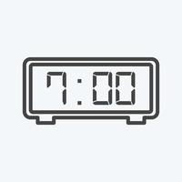 icône horloge numérique - style de ligne - illustration simple, trait modifiable vecteur