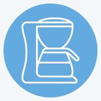 machine à café icône - style yeux bleus - illustration simple, trait modifiable vecteur