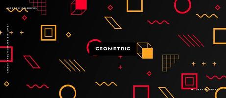 Formes et composition géométriques plats rouges, jaunes bauhaus ou memphis. éléments rétro, motif géométrique sur fond. vecteur