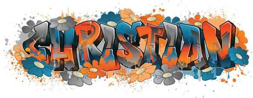 conception de nom de style graffiti - christian vecteur