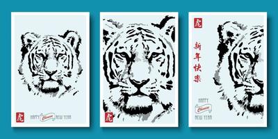 tigre, nouvel an chinois 2022, mettre des affiches vecteur