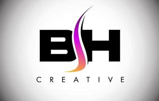 création de logo de lettre bh avec shoosh créatif et look moderne vecteur