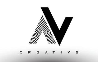 création de logo de lettre de zèbre d'empreinte digitale av. logo av avec vecteur d'icône créative d'empreintes digitales