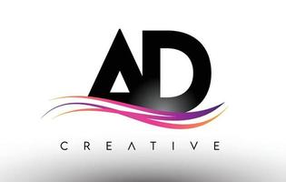 icône de conception de lettre de logo d'annonce. lettres publicitaires avec des lignes swoosh créatives colorées vecteur