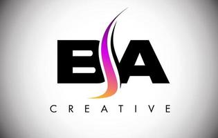 création de logo de lettre ba avec un shoosh créatif et un look moderne vecteur