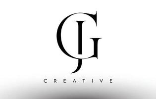 jg logo de lettre moderne serif minimaliste en noir et blanc. gj creative serif logo design icône vecteur