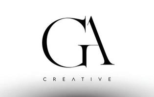 ga logo de lettre moderne serif minimaliste en noir et blanc. ga creative serif logo design icône vecteur