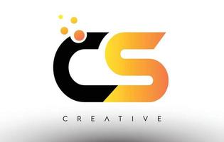 création de logo de lettre cs orange noir. icône cs avec logo vectoriel points et bulles