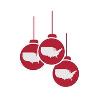 jouet rouge de noël avec carte des états-unis vecteur