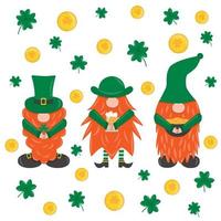 St Patricks day sertie d'illustration vectorielle plane gnome lutin