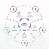 modèle d'infographie de cercle de base avec 5 étapes. vecteur