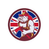 bulldog britannique pompier mascotte style rétro vecteur