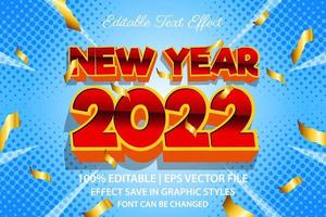 bonne année 2022 effet de texte modifiable style 3d vecteur