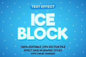 effet de texte modifiable en bloc de glace 3d vecteur