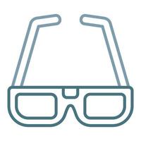 Icône de deux couleurs de ligne de lunettes 3D vecteur