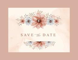 beau bouquet décoratif save the date floral aquarelle vecteur