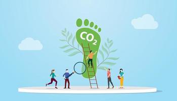 concept d'empreinte de dioxyde de carbone co2 avec analyse des personnes dioxyde de carbone avec un style plat moderne