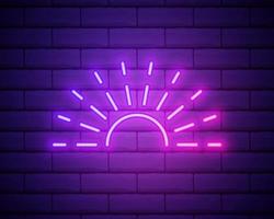 icône de ux ui néon lumineux rose soleil. vecteur de logo signe rougeoyant isolé sur backogrund de mur de brique.