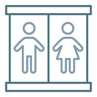 icône de deux couleurs de ligne de toilettes vecteur