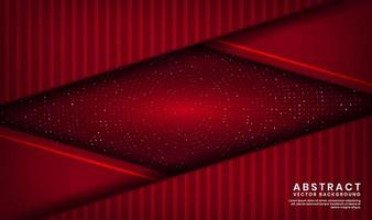 Fond abstrait de luxe rouge 3d, couche de chevauchement sur un espace sombre avec une décoration à effet de points aléatoires scintillants. style futur de l'élément de modèle moderne pour flyer, bannière, couverture, brochure ou page de destination vecteur