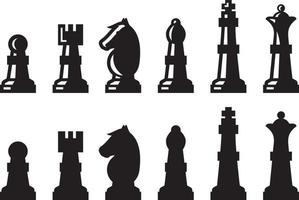 jeu de silhouettes de figures d'échecs vecteur