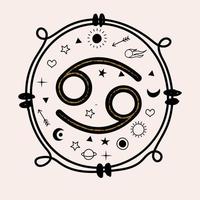 le cancer est un signe du zodiaque. horoscope et astrologie. illustration vectorielle dessinée à la main dans un style plat. vecteur