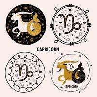 le capricorne est un signe du zodiaque. horoscope et astrologie. illustration vectorielle dans un style plat. vecteur