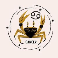 le cancer est un signe du zodiaque. horoscope et astrologie. illustration vectorielle dessinée à la main dans un style plat. vecteur