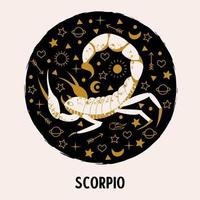 signe du zodiaque scorpion. constellation du scorpion. illustration vectorielle.