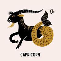 le capricorne est un signe du zodiaque. horoscope et astrologie. illustration vectorielle dans un style plat. vecteur