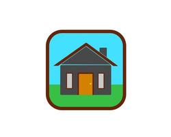 icône de maison colorée, isolée sur un fond carré, vecteur libre